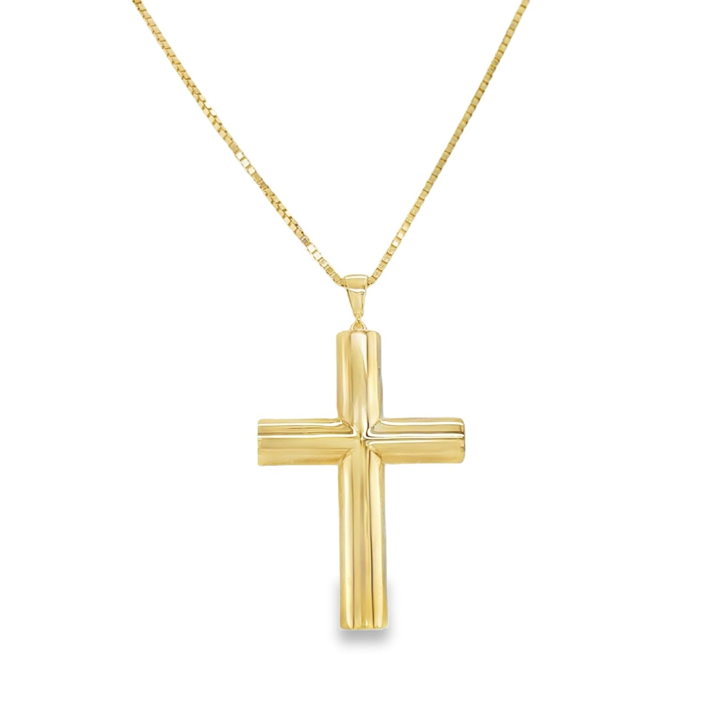 Jai's 14K Yellow Gold Rounded Cross Pendant