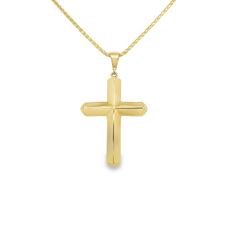Jai's 14K Yellow Gold Faceted Cross Pendant