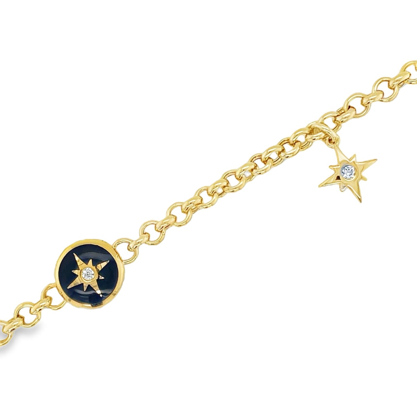 Jai's 14K Yellow Gold Black Onyx Northstar Chain Bracelet