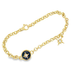 Jai's 14K Yellow Gold Black Onyx Northstar Chain Bracelet