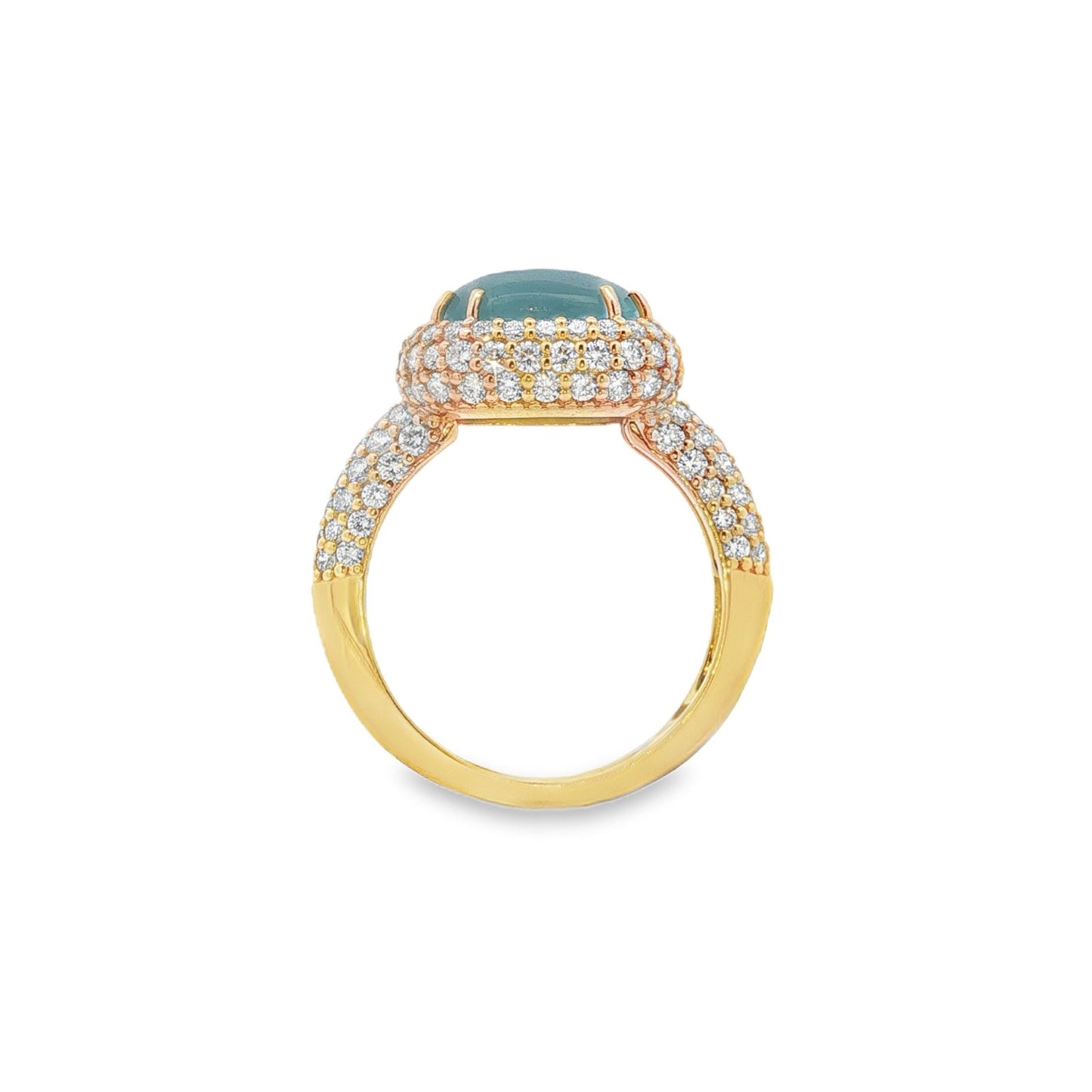 Jai's 18K Yellow Gold Diamond Pave & Aquamarine Ring