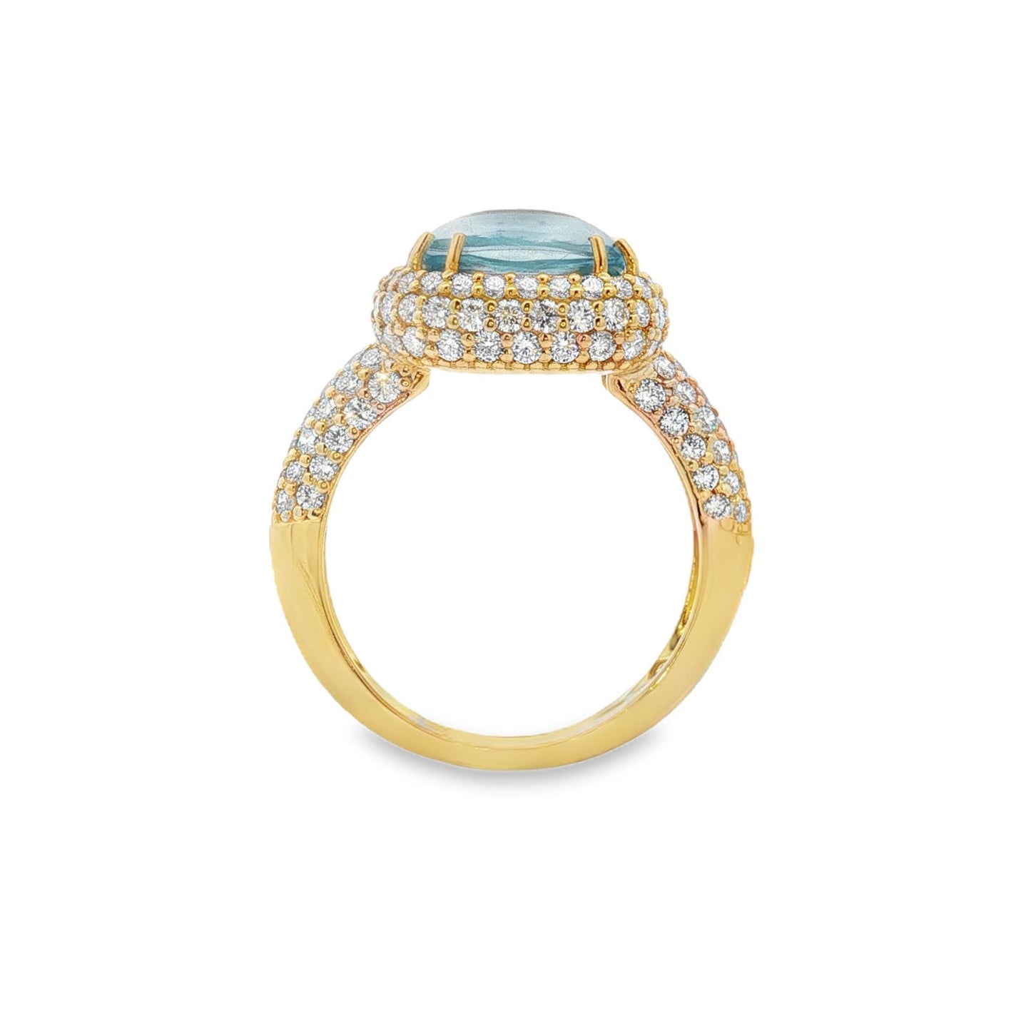 Jai's 18K Yellow Gold Diamond Pave & Blue Topaz Ring