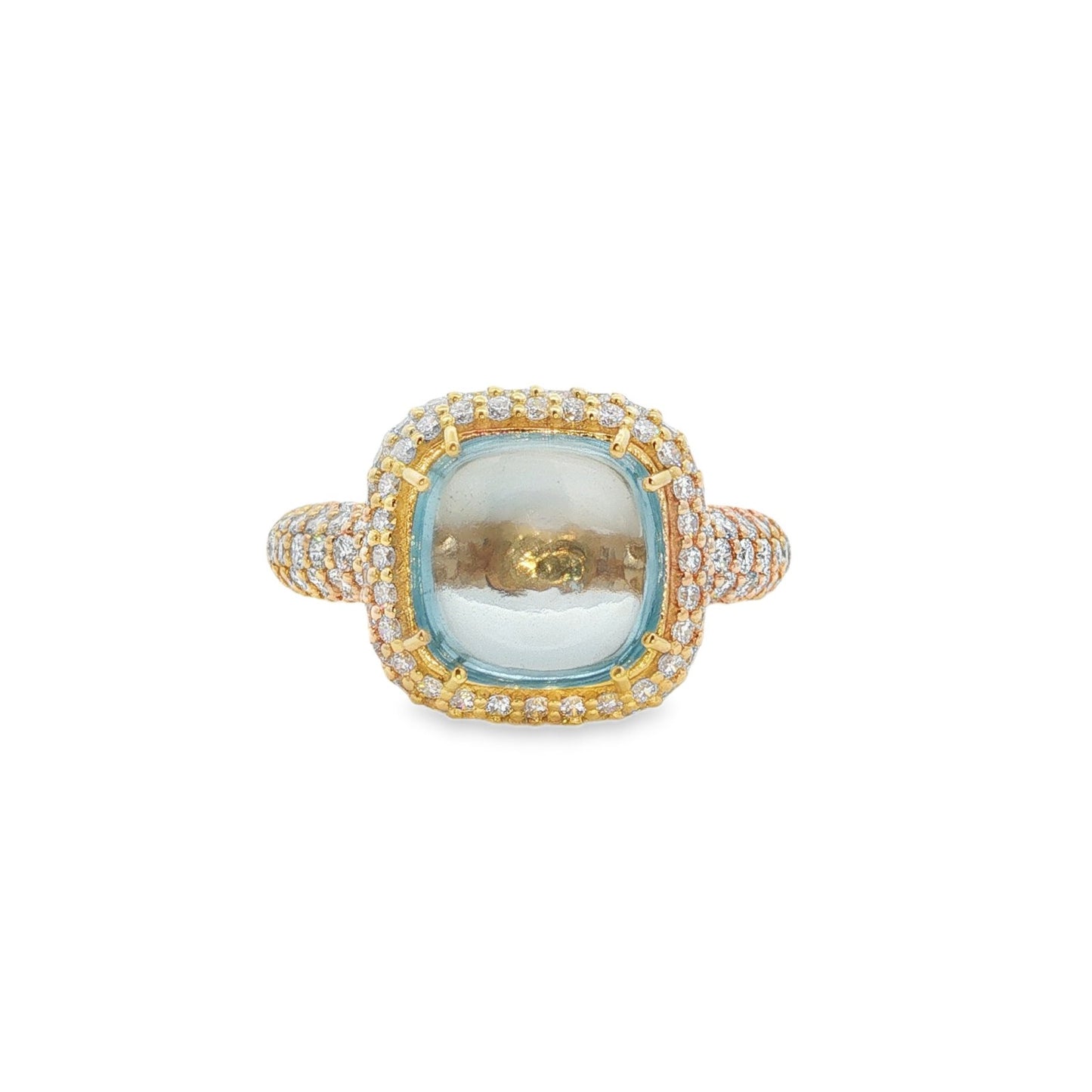 Jai's 18K Yellow Gold Diamond Pave & Blue Topaz Ring