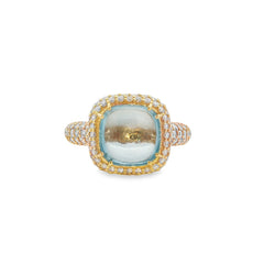 Jai's 18K Yellow Gold Diamond Pave & Blue Topaz Ring