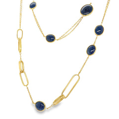 Jai's 18K Yellow Gold Blue Quartz Necklace - 18"