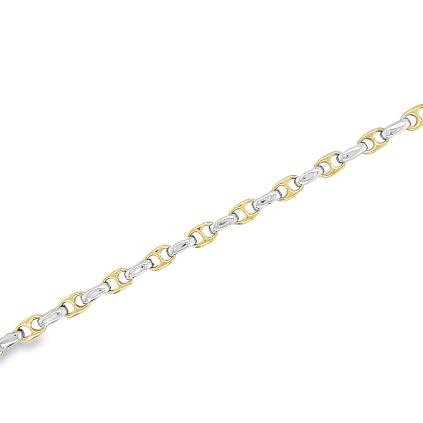 Jai's 18K Two-tone Rounded Mariner Chain Bracelet - 8"