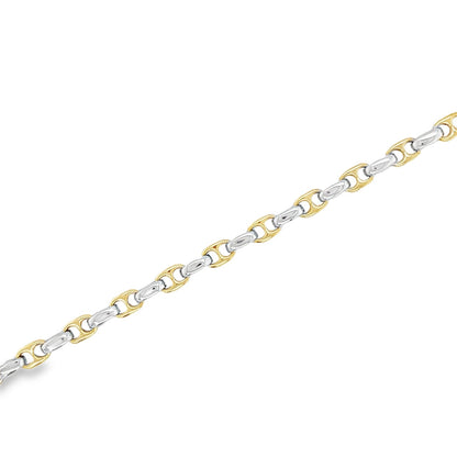 Jai's 18K Two-tone Rounded Mariner Chain Bracelet - 8"