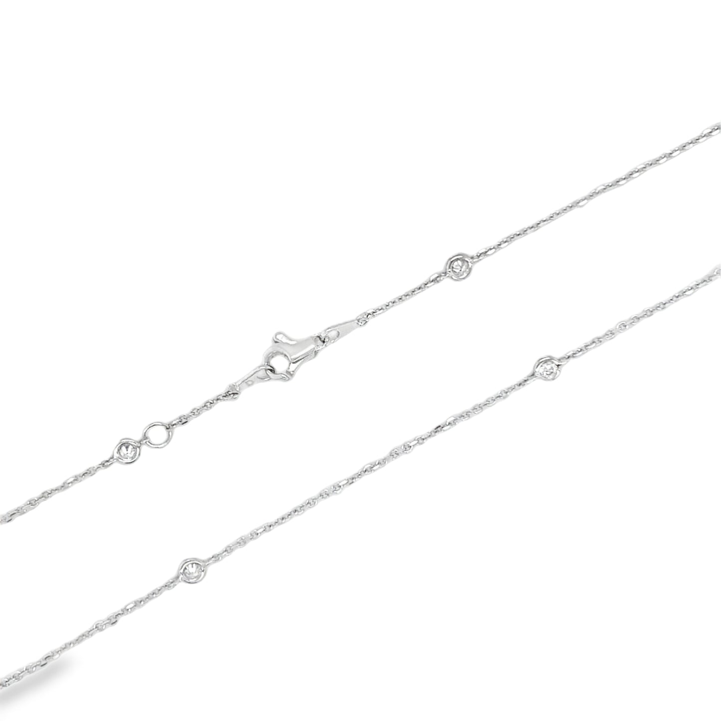 Jai's 18K White Gold Diamond Studded Necklace - 18"
