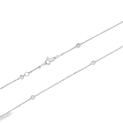 Jai's 18K White Gold Diamond Studded Necklace - 18"