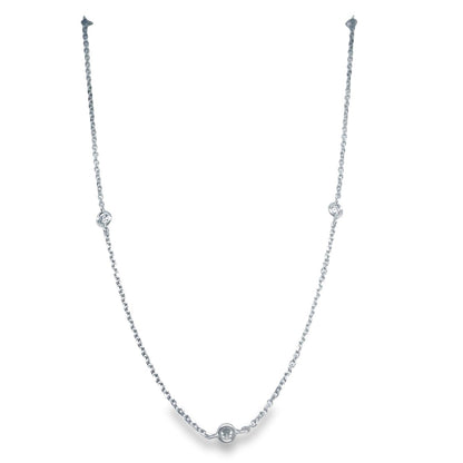 Jai's 18K White Gold Diamond Studded Necklace - 18"