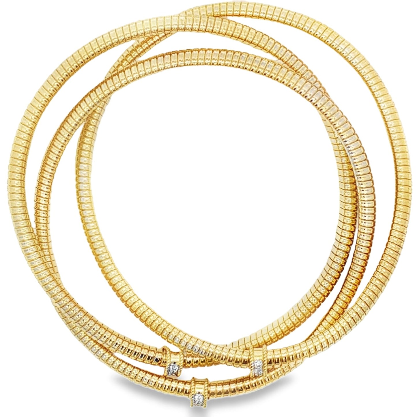 Jai's 18K Yellow Gold Petite Tri-strand Diamond Flex Bracelet