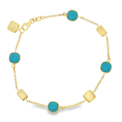 Jai's 18K Yellow Gold Turquoise & Satin Bead Bracelet