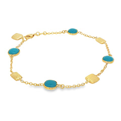 Jai's 18K Yellow Gold Turquoise & Satin Bead Bracelet
