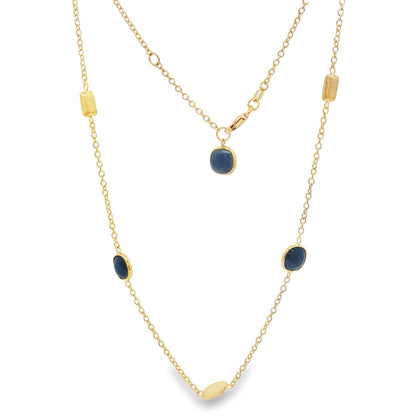 Jai's 18K Yellow Gold Sapphire & Satin Bead Necklace