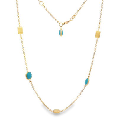 Jai's 18K Yellow Gold Turquoise & Satin Bead Necklace