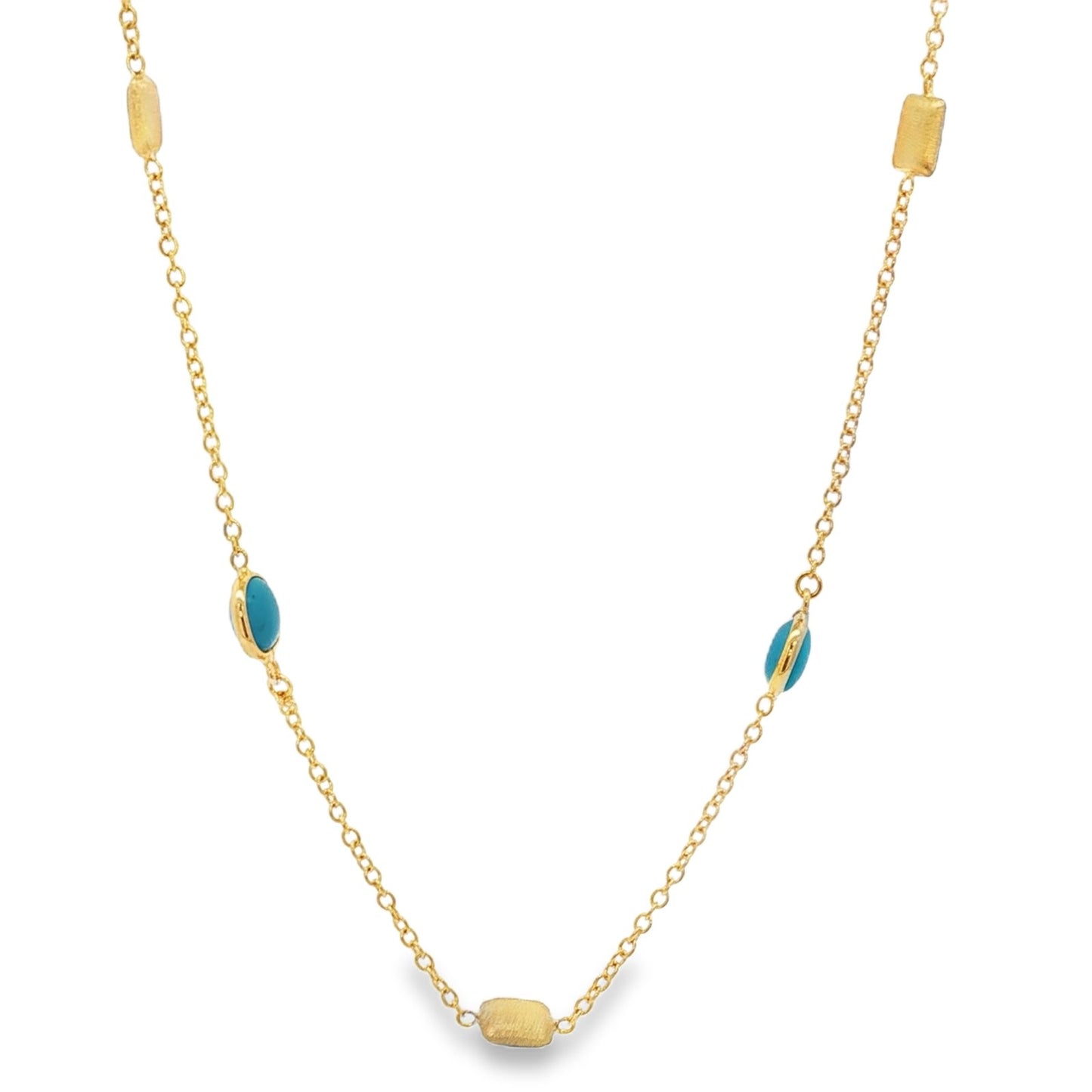 Jai's 18K Yellow Gold Turquoise & Satin Bead Necklace