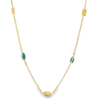 Jai's 18K Yellow Gold Turquoise & Satin Bead Necklace