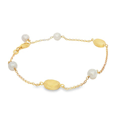 Jai's 18K Yellow Gold Pearl & Satin Bead Bracelet