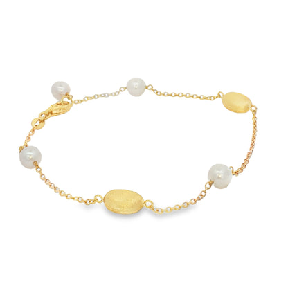 Jai's 18K Yellow Gold Pearl & Satin Bead Bracelet