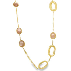 Jai's 18K Yellow Gold Pink Quartz Necklace - 18"