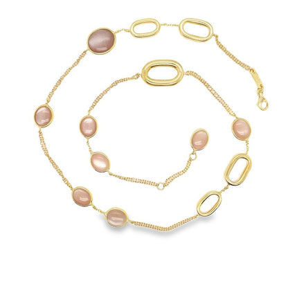 Jai's 18K Yellow Gold Pink Quartz Necklace - 18"