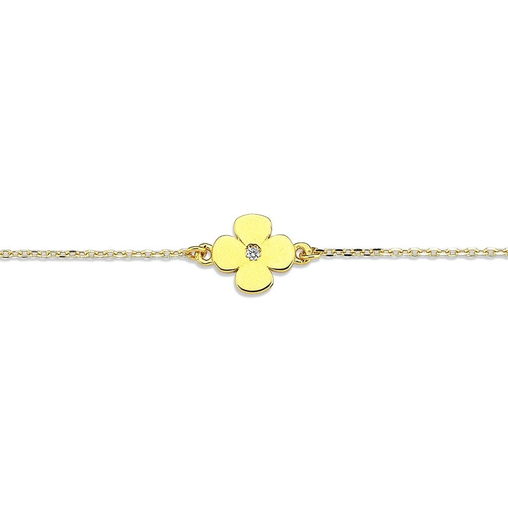Jai's 14K Yellow Gold Diamond Clover Bracelet