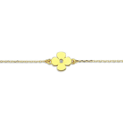 Jai's 14K Yellow Gold Diamond Clover Bracelet