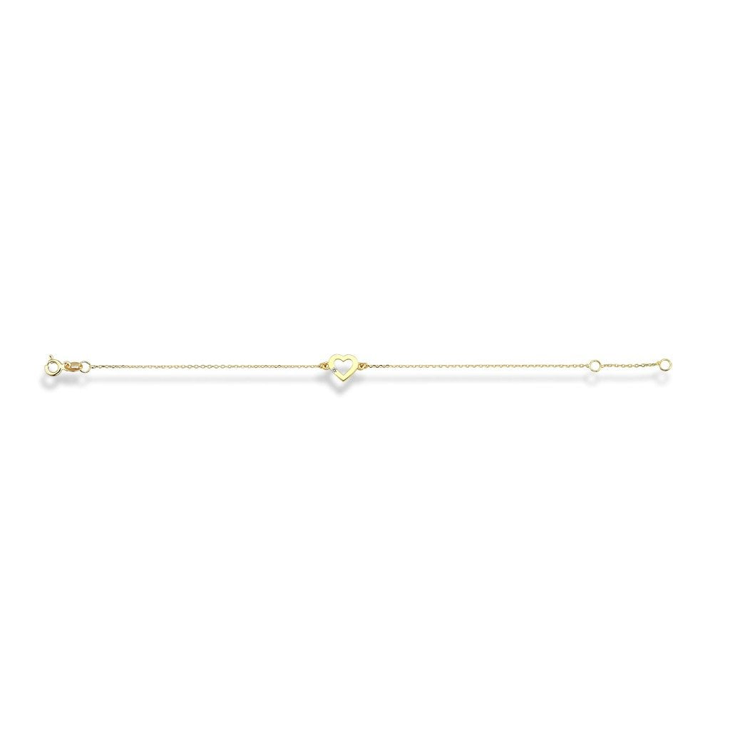 Jai's 14K Yellow Gold Diamond Heart Bracelet