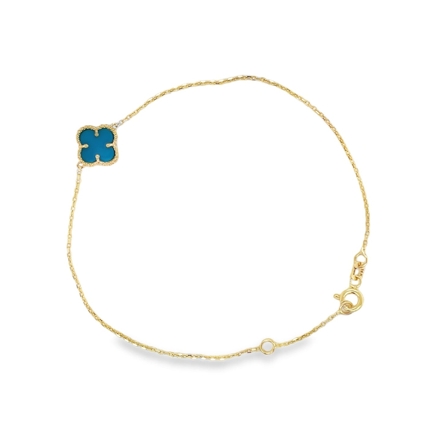 Jai's 14K Yellow Gold Turquoise Clover Bracelet