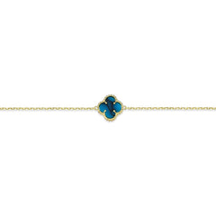 Jai's 14K Yellow Gold Turquoise Clover Bracelet