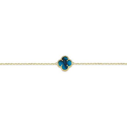 Jai's 14K Yellow Gold Turquoise Clover Bracelet