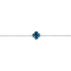 Jai's 14K White Gold Turquoise Clover Bracelet