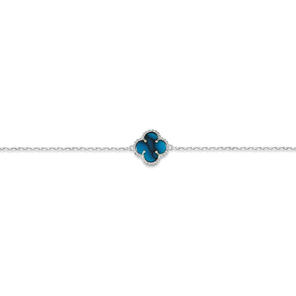 Jai's 14K White Gold Turquoise Clover Bracelet