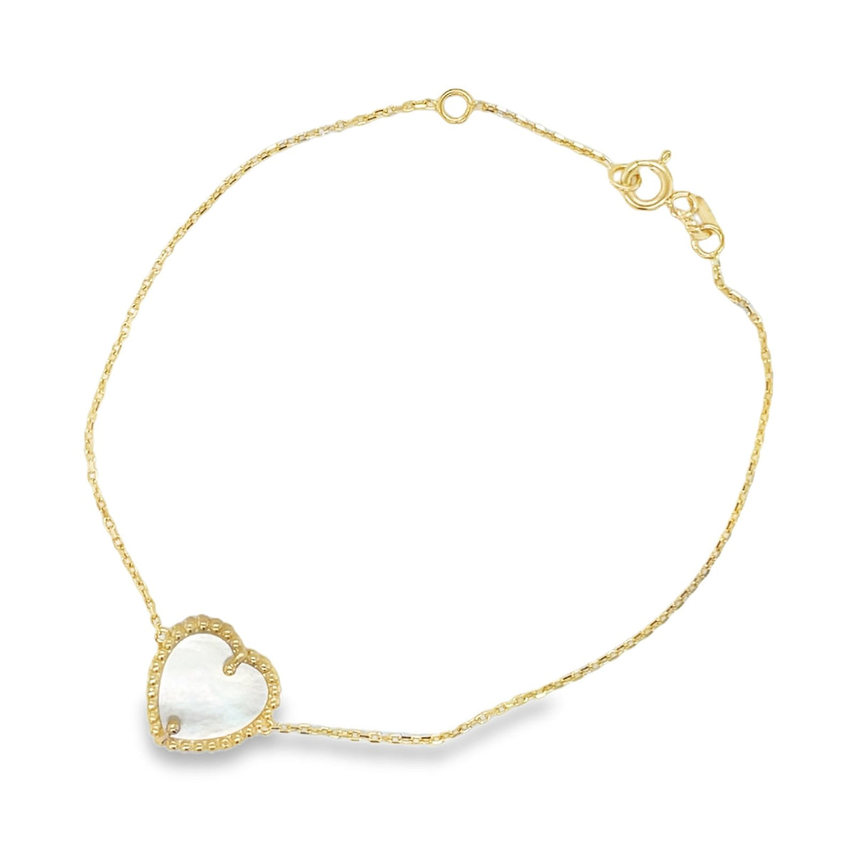 Jai's 14K Yellow Gold Mother-of-Pearl Heart Bracelet