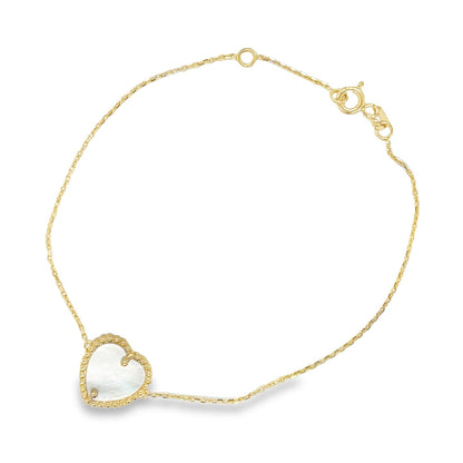 Jai's 14K Yellow Gold Mother-of-Pearl Heart Bracelet
