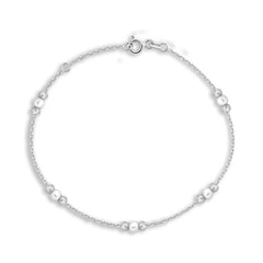 Jai's 14K White Gold Diamond-cut Beaded Pearl Bracelet