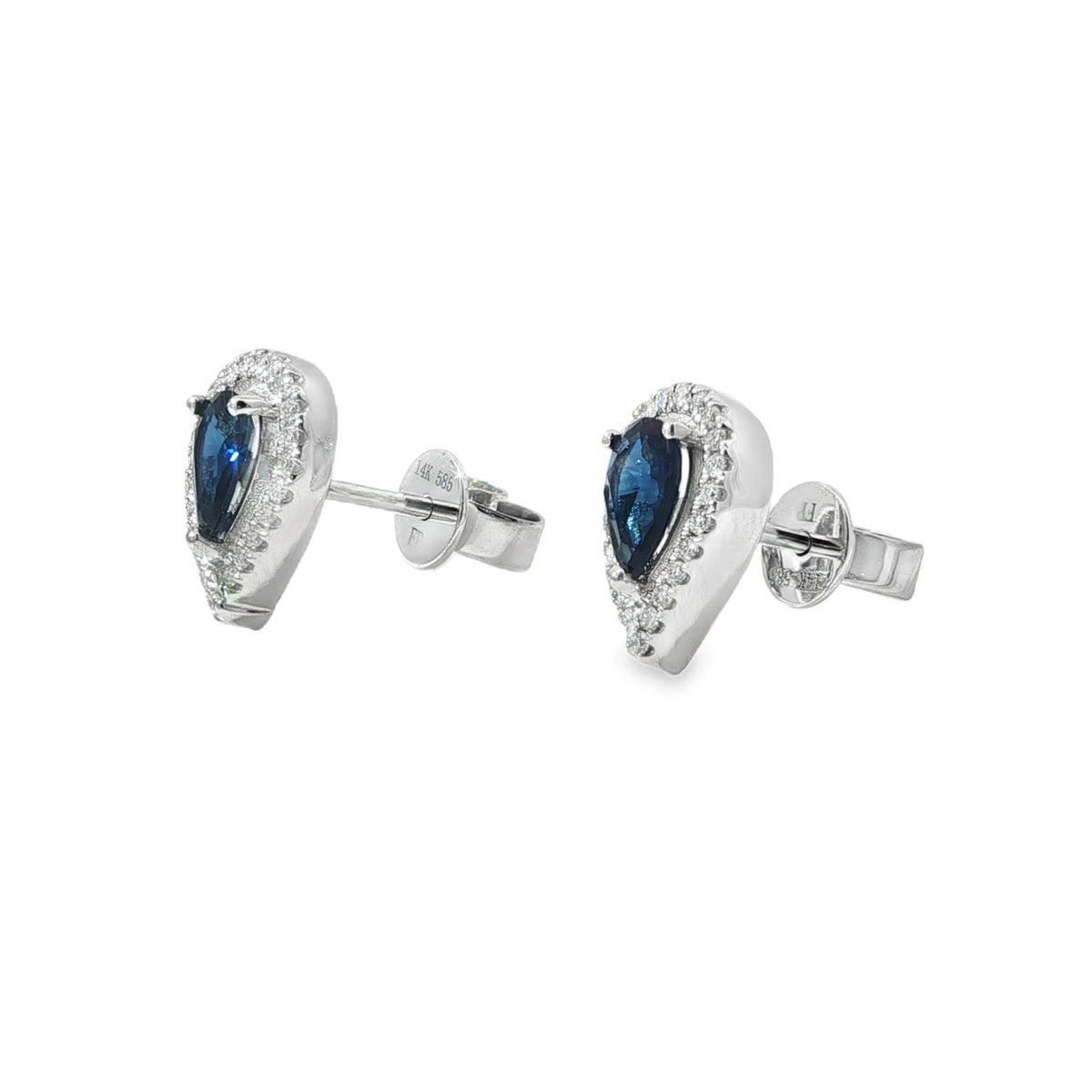 Jai's 14K White Gold Pear-cut Sapphire & Diamond Studs
