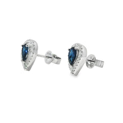 Jai's 14K White Gold Pear-cut Sapphire & Diamond Studs