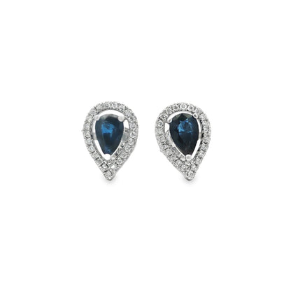 Jai's 14K White Gold Pear-cut Sapphire & Diamond Studs