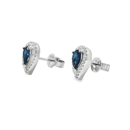Jai's 14K White Gold Pear-cut Sapphire & Diamond Studs