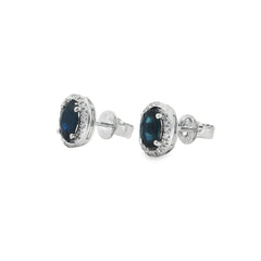 Jai's 14K White Gold Oval-cut Sapphire & Diamond Studs