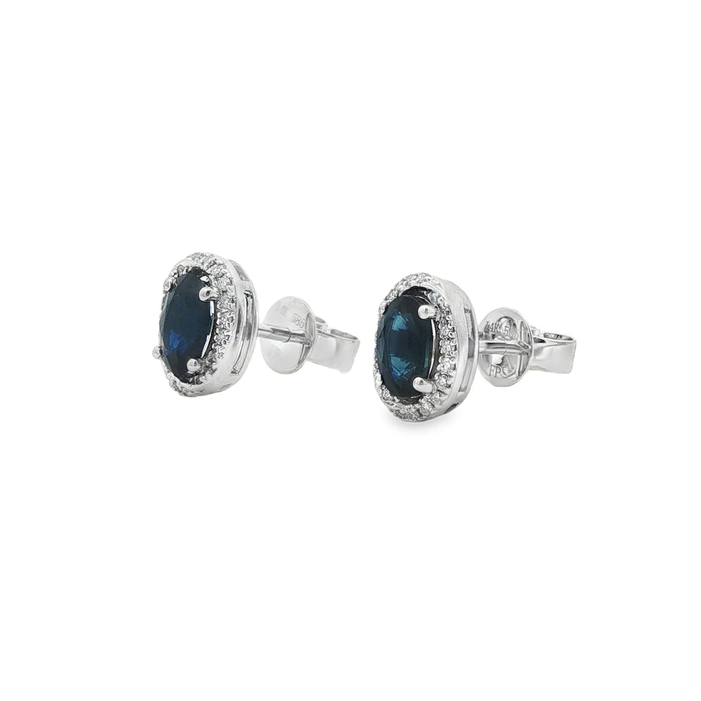 Jai's 14K White Gold Oval-cut Sapphire & Diamond Studs