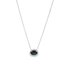Jai's 14K White Gold Oval Sapphire & Diamond Neckace