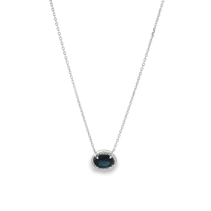 Jai's 14K White Gold Oval Sapphire & Diamond Neckace