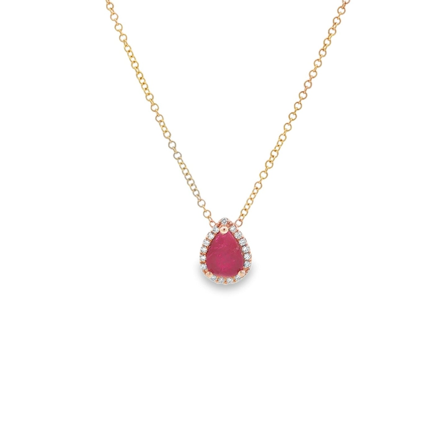 Jai's 14K Rose Gold Pear-cut Ruby & Diamond Pendant