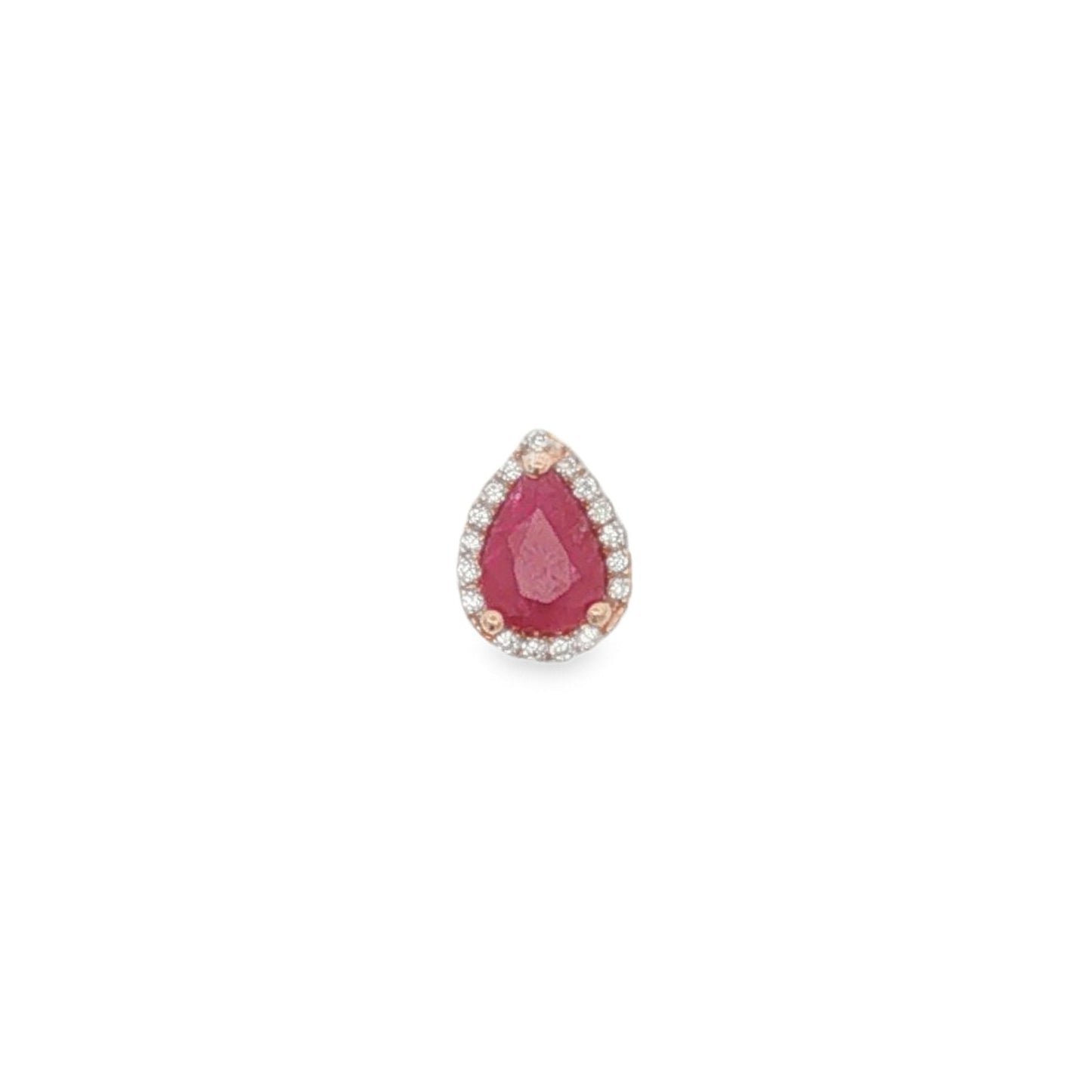 Jai's 14K Rose Gold Pear-cut Ruby & Diamond Pendant