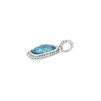 Jai's 14K White Gold Rectangular Cushion-cut Blue Topaz & Diamond Pendant