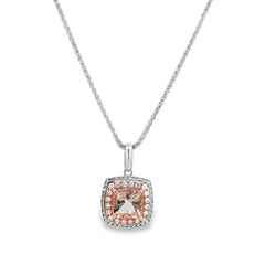 Jai's 14K Two-tone Cushion-cut Morganite & Diamond Pendant