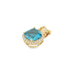 Jai's 14K Yellow Gold Cushion-cut Blue Topaz & Diamond Pendant