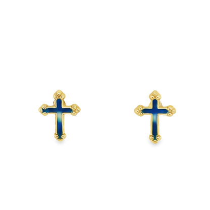 Jai's 14K Yellow Gold Vibrant Baby Cross Studs